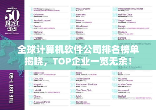 全球计算机软件公司排名榜单揭晓，TOP企业一览无余！