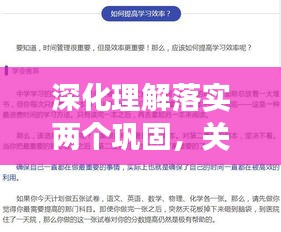 深化理解落实两个巩固，关键举措与实效提升策略
